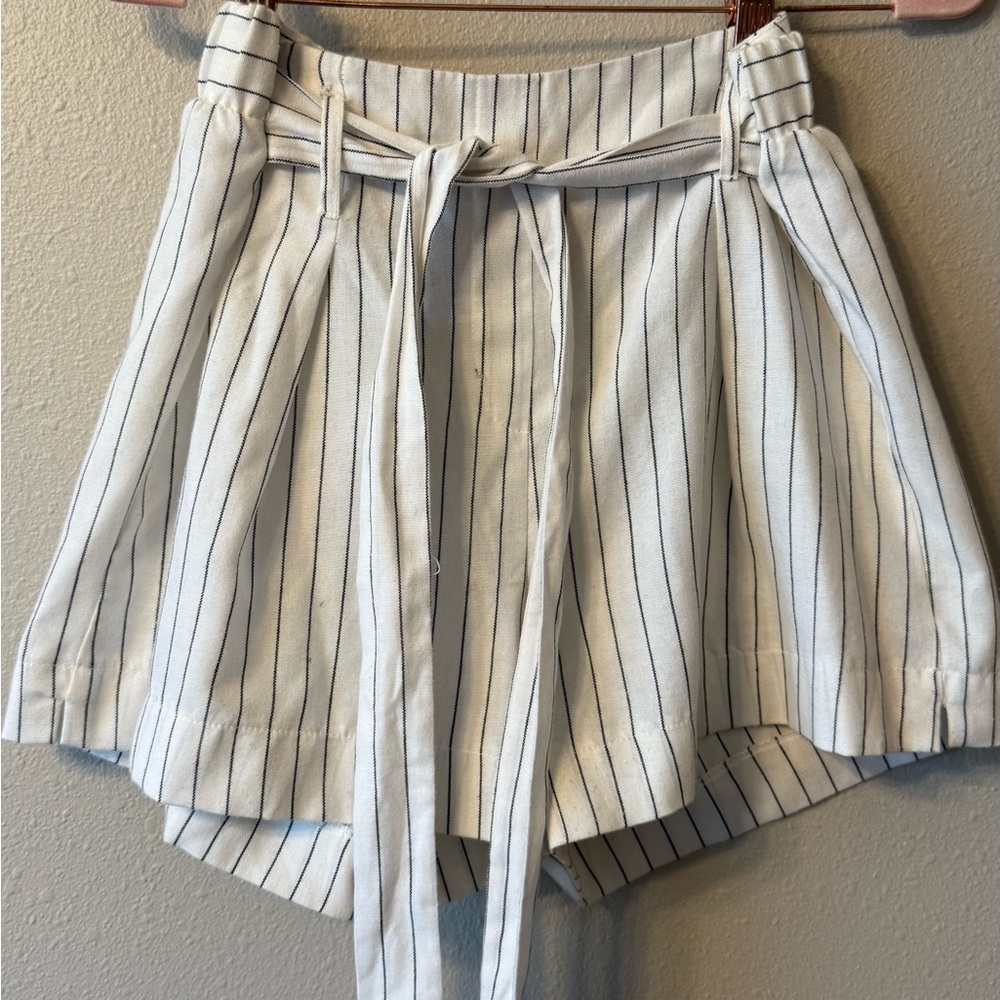 Striped White Women's Shorts